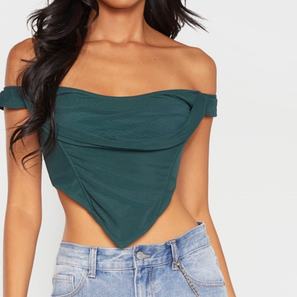 Pretty Little Thing corset mesh top